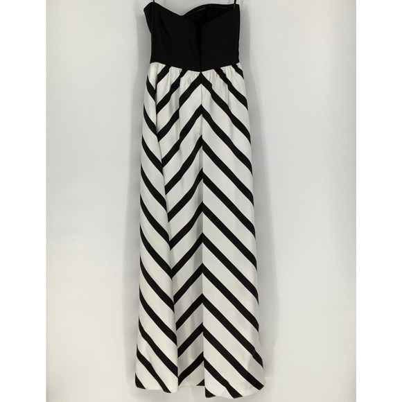NEW! Alfred Sung Size 2 Strapless Sweetheart Stripe Dress Gown $242 msrp I24-8 - Picture 4 of 11